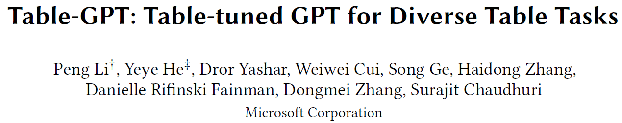 Table-GPT paper and authors