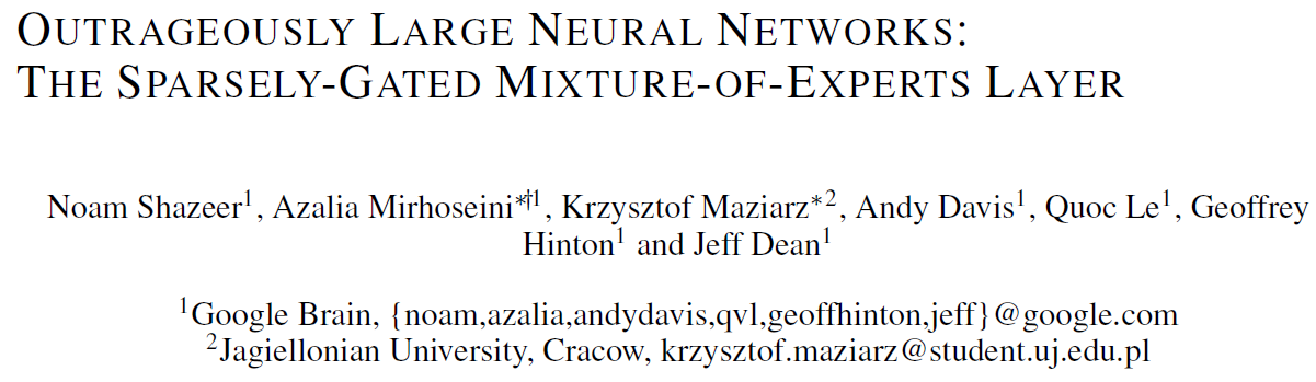 The original MoE layer paper title and authors