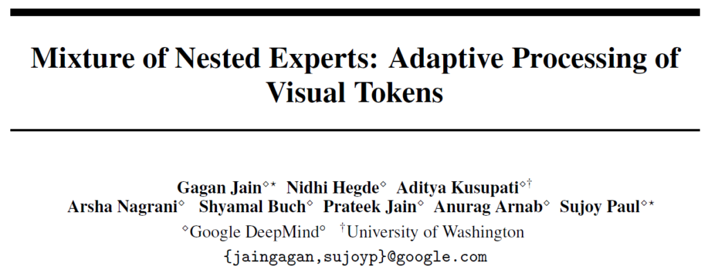 Mixture of Nested Experts (MoNA) research paper title and authors