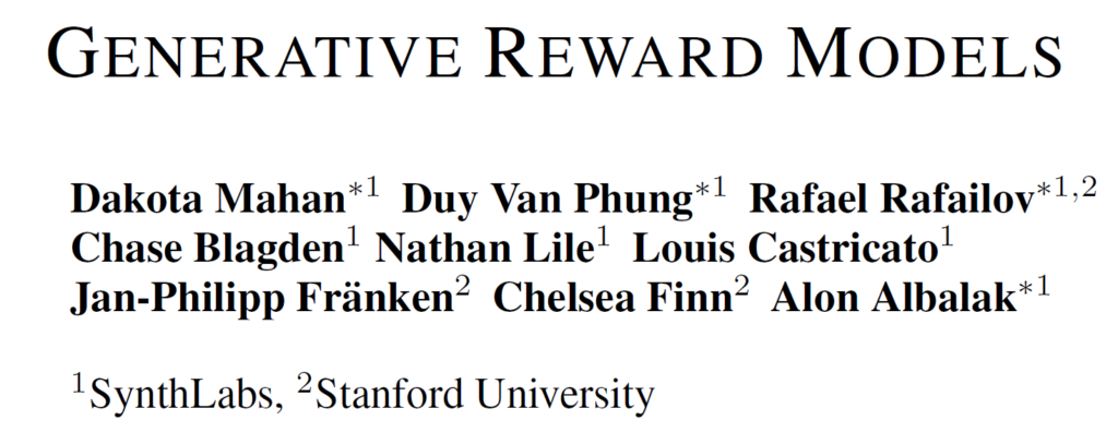 Generative Reward Models paper title and authors