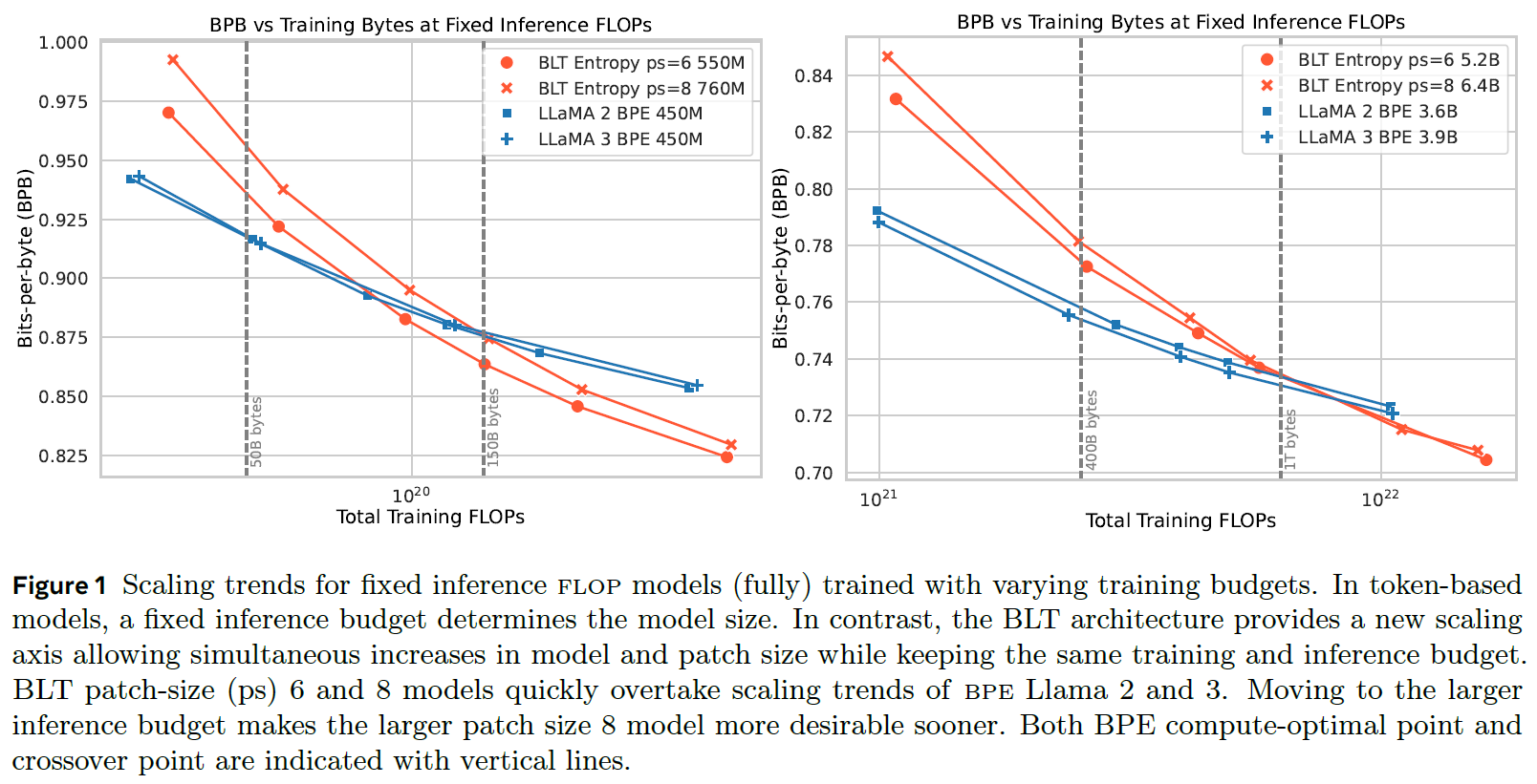 Comparing Byte Latent Transformer models with LLaMA 2 and 3